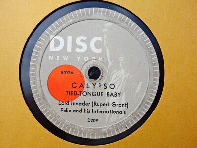 LORD INVADER - Tied-Tongue Baby / LORD BEGINNER - Shake Around 78 rpm disc