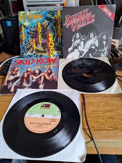 ROCK METAL 5 HITS VINYL JOBLOT GUNS N ROSES DEF LEPPARD AC/DC SKID ROW APRIL WIN