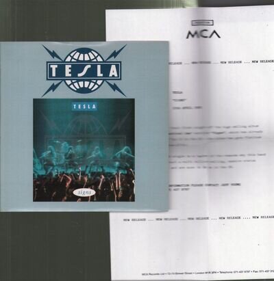 Tesla Signs 7" vinyl UK Geffen 1991 7" in pic sleeve with A4 press release GFS3