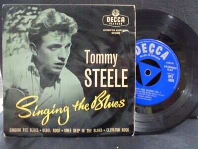 TOMMY STEELE E.P " SINGING THE BLUES " Or.TRI CTR UK DECCA EX COND. IN Or.PIC SL