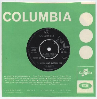 THE SEEKERS - I'LL NEVER FIND ANOTHER YOU - 7" - VG+ 1964 - DB 7431 - LISTEN