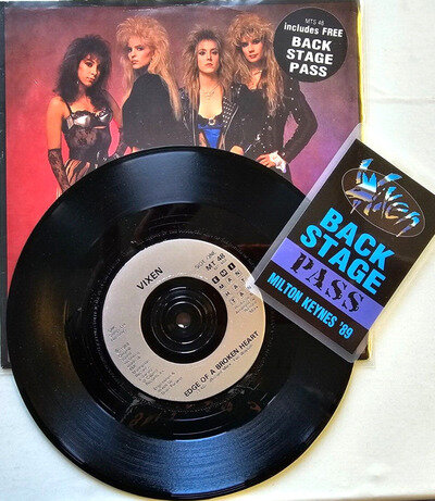 Vixen Edge Of A Broken Heart 1988 limited 7" vinyl record with back stage pass