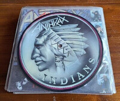 ANTHRAX- INDIANS 7" LTD EDITION PICTURE DISC ISP 325 ISLAND RECORDS 1986 VG+!