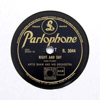 ARTIE SHAW & HIS ORCHESTRA "Night And Day" (E+) PARLOPHONE R-3044 [78 RPM]