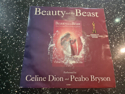 Beauty and the Beast Celine Dion Peabo Bryson 7" Vinyl Single Record 1991 Disney