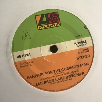 Emerson Lake And Palmer - Fanfare For The Common Man. Used 7” Single record