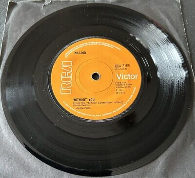 NILSSON ‘Without You’ 7" UK vinyl 45rpm SINGLE VG+ Play Tested