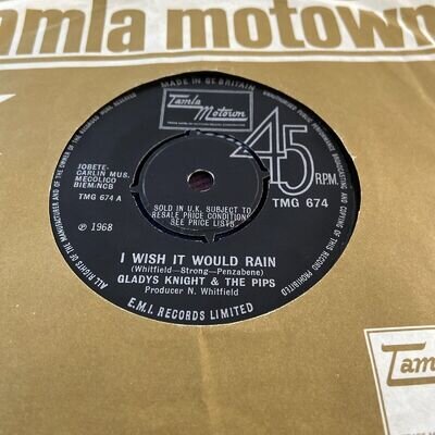 Gladys Knight & The Pips ‎– I Wish It Would Rain : uk Motown 7" single 1968