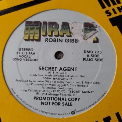 ROBIN GIBB - Secret Agent b/w Robot 1984 RARE USA 12" PROMO-ONLY Bee Gees