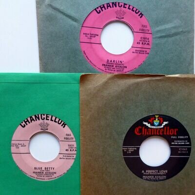 FRANKIE AVALON lot of 3x45 rpm late 1950s pop vocal on Chancellor Ct452