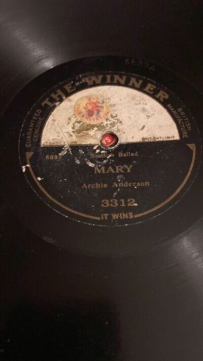 Rare 78rpm record, V, ARCHIE ANDERSON : Mary , The Winner 3312