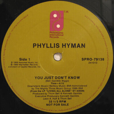 Phyllis Hyman - You Just Don't Know / Slow Dancin' (12", Promo) (Near Mint (NM o