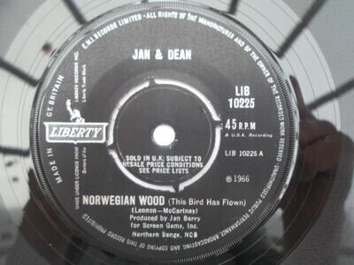 Jan & Dean Norwegian Wood 7" Liberty LIB10225 EX 1966 Norwegian Wood/A Beginning