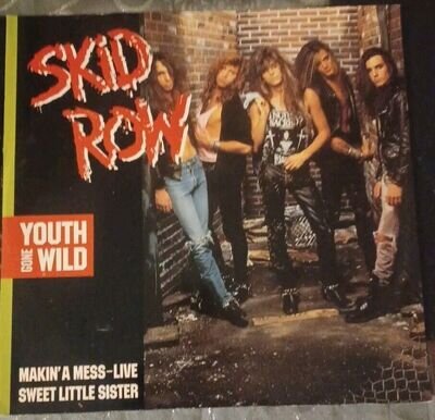 Skid Row - Youth Gone Wild UK 3-track 12" Vinyl 1989. Atlantic A8935T