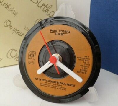 An upcycled Original Vinyl Record 4" Desk Clock - PAUL YOUNG