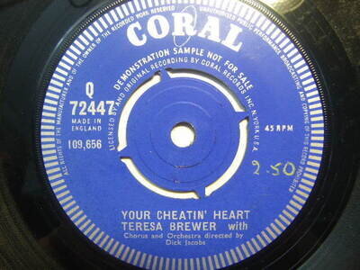 Teresa Brewer – Your Cheatin Heart 1962 Demo 7” Coral Q 72447