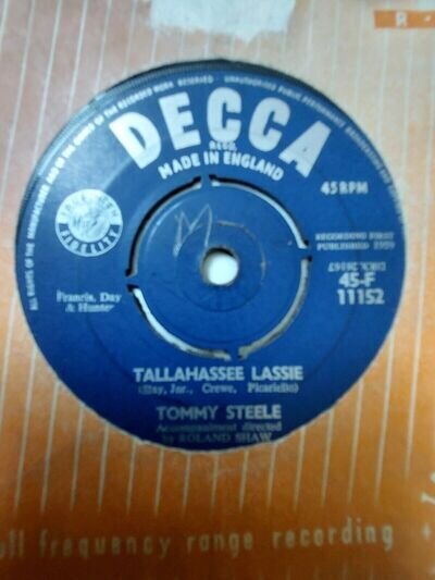 TOMMY STEELE TALLAHASSEE LASSIE / GIVE GIVE GIVE DECCA 2 SIDER BRIT R N R !