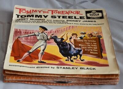 Tommy Steele, vinyl singles, job lot, all listed with pic’s