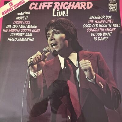 Cliff Richard Live 18 Great Songs Vinyl Lp Record