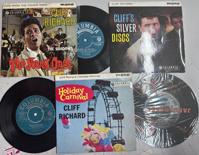 JOB LOT 3 X CLIFF RICHARD 7" EP PICTURE RECORDS (VINTAGE 1950's/60's)