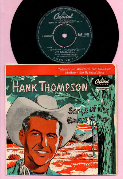 Hank Thompson 'Songs Of The Brazos Valley' 4 Track" EP. Vinyl 7" Single EX+