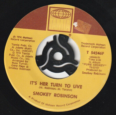 SMOKEY ROBINSON IT'S HER TURN TO LIVE US ISSUE PLAYS GREAT