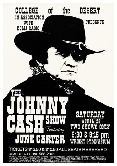 Reproduction Vintage Johnny Cash "Palm Desert" Poster, Wall Art, Size A2