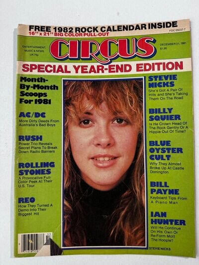 CIRCUS MAGAZINE STEVIE NICKS DEC. 1981 RUSH AC/DC INCLUDES CALENDAR POSTER