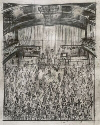 Northern Soul; "3am, Wigan Casino" A signed original Pencil Sketch, 31 x 24 cm.