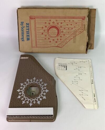 Zither 16 String Lap Harp by Bontempi, 10 x Music Sheets & Original Box - 1960’s