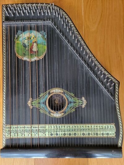 Vintage Zither Mandolin Harp, made in Saxony, with pitch pipe