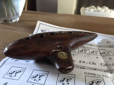 VINTAGE OCARINA SOPRANO DO FLUTE WOOD WIND INSTRUMEND C/W CASE NICE