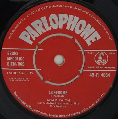 Adam Faith Lonesome 7" Single (1962) Parlophone R 4864