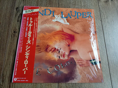 CYNDI LAUPER - TRUE COLORS 1986 OBI INSERT POSTER REPLY CARD JAPAN SHRINKWRAP NM