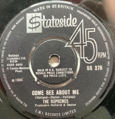 COME SEE ABOUT ME - THE SUPREMES (STATESDE)