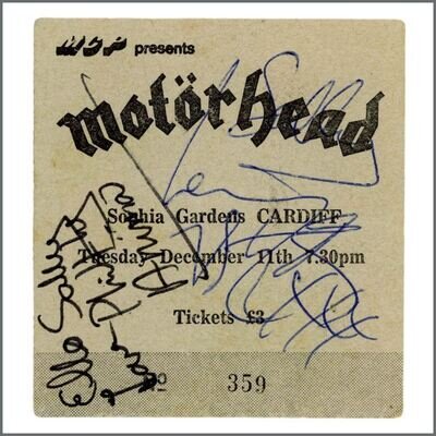 Motorhead 1979 Autographed Sophia Gardens Cardiff Ticket Stub (UK)